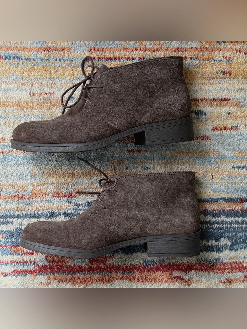 Lace-Up Suede Ankle Boots - Dark Brown